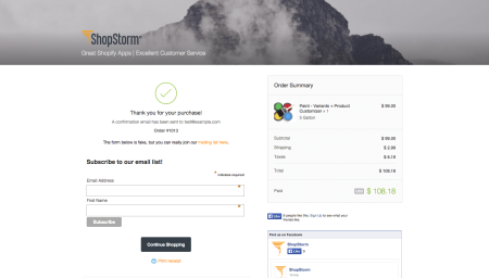 Happy Ending checkout screenshot for Shopify social eCommerce post