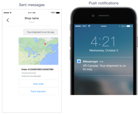 facebook messenger shipping notification